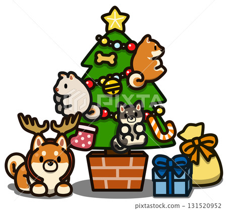 Christmas tree and reindeer costume Shiba Inu (no background) 131520952