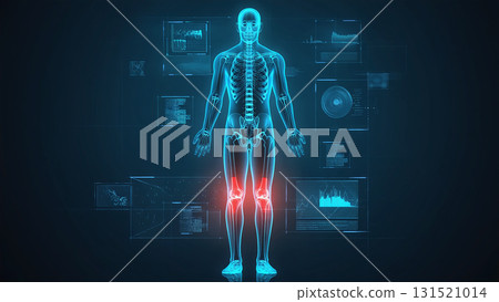 Medical illustration: leg and knee pain 131521014