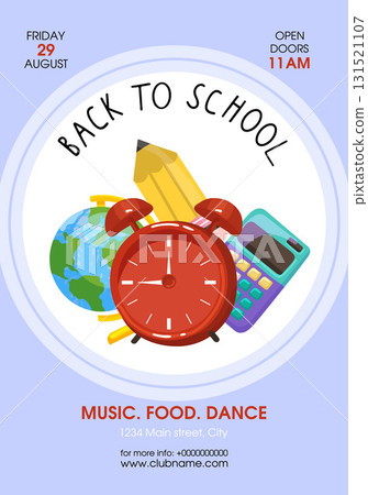 Back to school template vector poster background. Background with school supplies. Perfect for creating educational materials 131521107