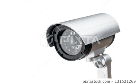 A camera with a black lens and a white frame 131521269