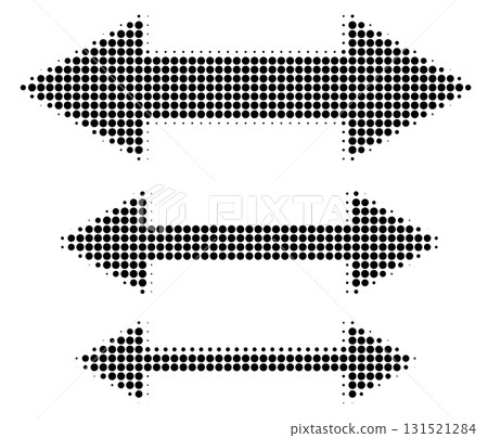 Round halftone double arrows set in different sizes Round halftone double arrows set in different sizes 131521284