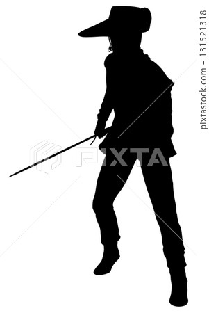 Swordsman Holding a Sword Silhouette 131521318