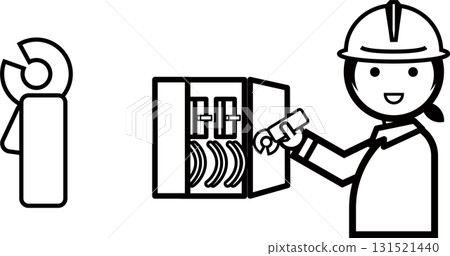 Woman measuring with a clamp meter Woman measuring with a clamp meter 131521440