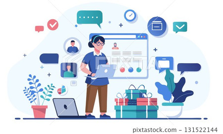 A personalized virtual assistant service concept emphasizing customized service packages, flexible scheduling options, and exceptional customer service, building strong client relationships and ensur 131522144