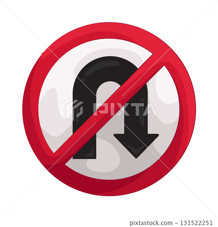 Illustration of no u turn sign   131522251