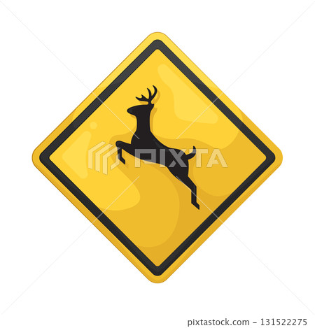 Illustration of deer crossing sign  131522275
