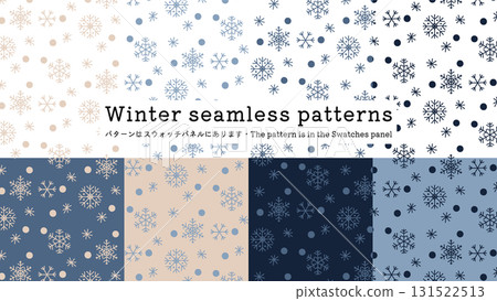 Winter snow pattern. Seamless snowflake pattern. Scandinavian style color set. 131522513