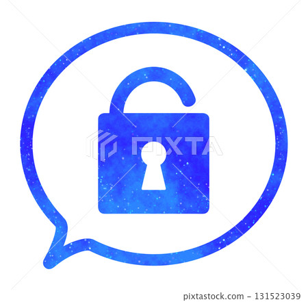 Blue starry sky | Speech bubble with open padlock symbol Blue starry sky | Speech bubble with open padlock symbol 131523039