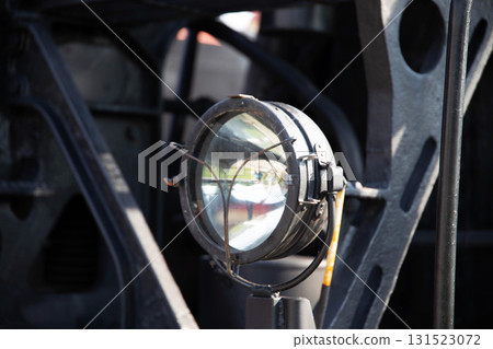 headlights on an old train, close-up, historical headlights on an old train, close-up, historical 131523072