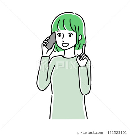 一名年輕女子使用智慧型手機的插圖 一名年輕女子使用智慧型手機的插圖 131523101