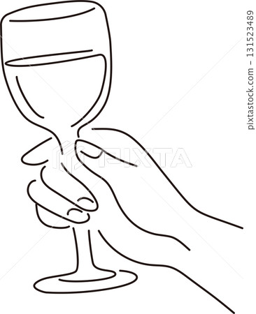 [祝酒圖] 酒杯（或香檳）的簡單線畫 131523489
