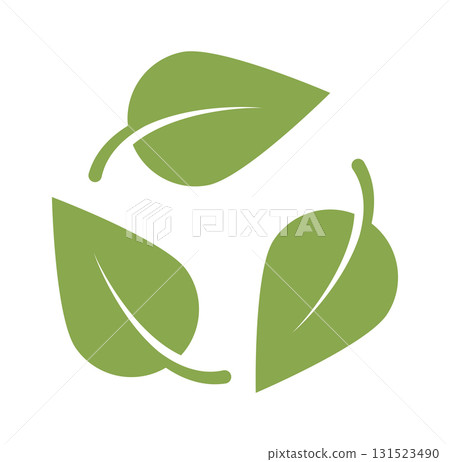 Green leaf recycle icon flat vector for environmental responsibility sustainability branding eco packaging concepts and ecological presentations. Green leaf recycle icon flat vector for environmental responsibility sustainability branding eco packaging concepts and ecological presentations. 131523490