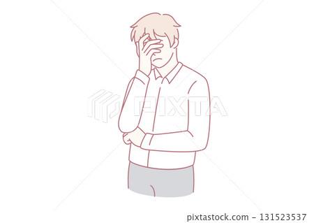 Stress irritation and feeling sleepy concept Stress irritation and feeling sleepy concept 131523537