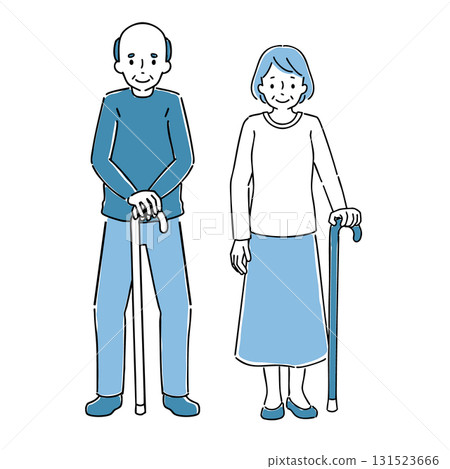 Senior couple with a cane 131523666