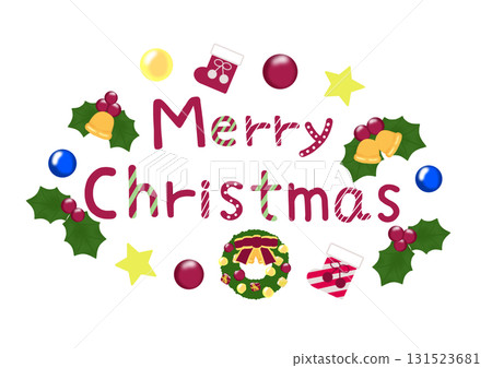 可愛的聖誕插圖標誌素材 131523681