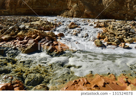 Toxic mine water discharge, acid mine drainage contaminates the environment Toxic mine water discharge, acid mine drainage contaminates the environment 131524078