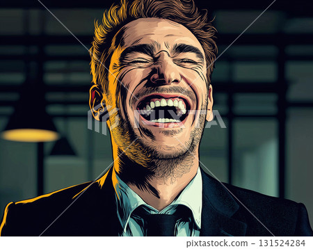 一個男人大笑——浮世繪風格插圖 131524284