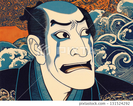 一個男人大笑——浮世繪風格插圖 131524292