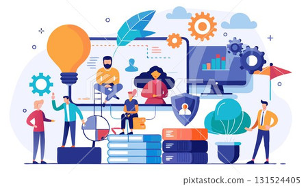 A cutting edge tech startup concept developing innovative software solutions utilizing artificial intelligence and machine learning to solve complex business problems, offering scalable and efficient 131524405