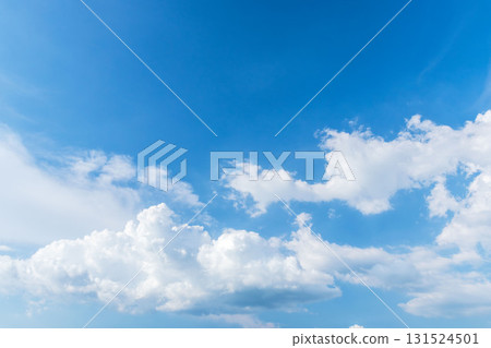 Summer sky: Evening blue sky and cumulus clouds 08 131524501