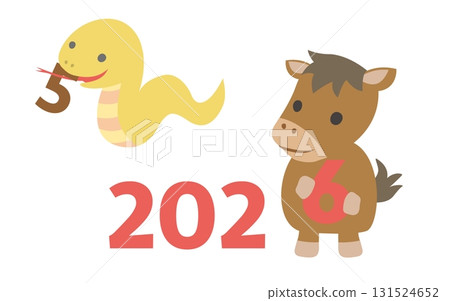 From 2025 Snake to 2026 Horse - Zodiac illustration material From 2025 Snake to 2026 Horse - Zodiac illustration material 131524652