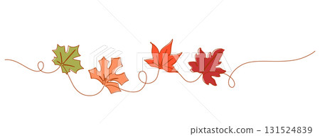 one line drawing of autumn leaf color handdrawn decorative minimalism one line drawing of autumn leaf color handdrawn decorative minimalism 131524839