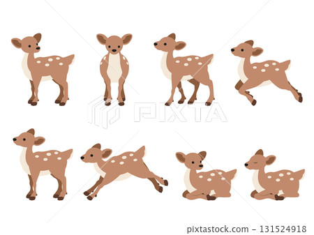 Cute deer vector illustration (8 poses set) 131524918