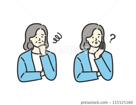 Middle-aged and senior business women's worries icon illustration material 131525160