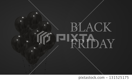 Black Friday banner with realistic black balloons bunch. Copy Space. Black Friday sale banner. Black Friday banner with realistic black balloons bunch. Copy Space. Black Friday sale banner. 131525175