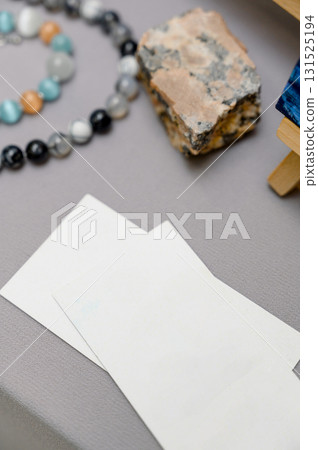 Blank white business cards on a gray background with space for text Blank white business cards on a gray background with space for text 131525194