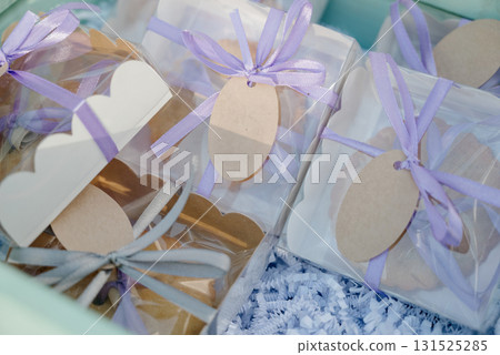 Handmade cookies packaged in clear gift boxes Handmade cookies packaged in clear gift boxes 131525285