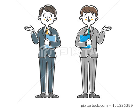 商人拿著文件並給予指示，全身向量圖 131525399