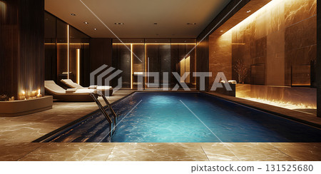 Luxury Indoor Pool Tranquil Spa Retreat Design 131525680
