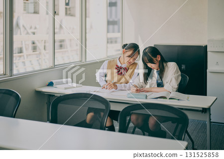 Female student attending cram school 131525858