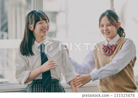 Female junior high school student portrait by the window Female junior high school student portrait by the window 131525878