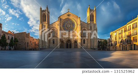 Stunning Cathedral in Mediterranean Cityscape A Picturesque Urban Scene Stunning Cathedral in Mediterranean Cityscape A Picturesque Urban Scene 131525962