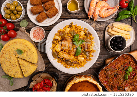 Spanish food table 131526380