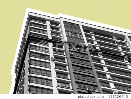 Contemporary multistorey building with glass facade and balconies in developing metropolitan Contemporary multistorey building with glass facade and balconies in developing metropolitan 131526740