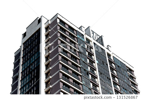 New downtown highrise building with modern facade and tall windows in metropolitan city. 131526867