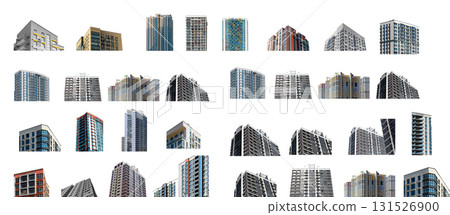 Tall apartment building with modern glass facade in contemporary neighborhood. New multi family Tall apartment building with modern glass facade in contemporary neighborhood. New multi family 131526900