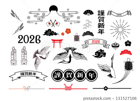新年賀卡2026鶴龜素材 新年賀卡2026鶴龜素材 131527106