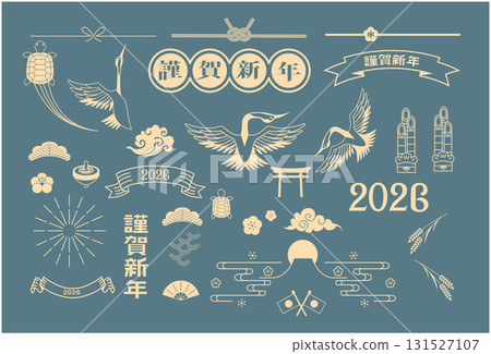 新年賀卡2026鶴龜素材 131527107