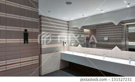modern advanced restroom with mirrors and contemporary design, stylish bathroom with white sink featuring sleek reflections and elegant architecture modern advanced restroom with mirrors and contemporary design, stylish bathroom with white sink featuring sleek reflections and elegant architecture 131527231