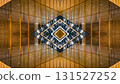 futuristic technology background with digital mirrored and symmetry patterns and cyber glow, innovative tech backdrop with tunnel and warp virtual network design and electronic light, blue and gold 131527252