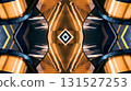 futuristic technology background with digital mirrored and symmetry patterns and cyber glow, innovative tech backdrop with tunnel and warp virtual network design and electronic light, blue and gold 131527253