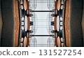 futuristic technology background with digital mirrored and symmetry patterns and cyber glow, innovative tech backdrop with tunnel and warp virtual network design and electronic light 131527254