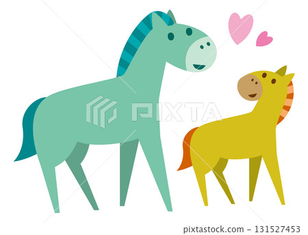 Cute illustration of a horse and its child Cute illustration of a horse and its child 131527453