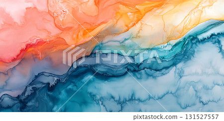 Abstract Watercolor Texture Vibrant Hues  Fluid Design 131527557