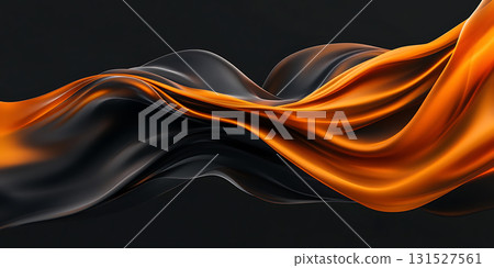 Stunning Abstract Black  Orange Swirling Fabric Design Element for Banners Websites  More 131527561
