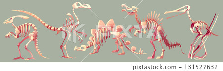 Prehistoric dinosaur fossil skeleton set 131527632